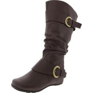 Womens Zipper Manmade Knee-High Boots