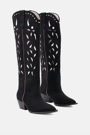 Women's Zooey Cowboy Knee High Boot In Black