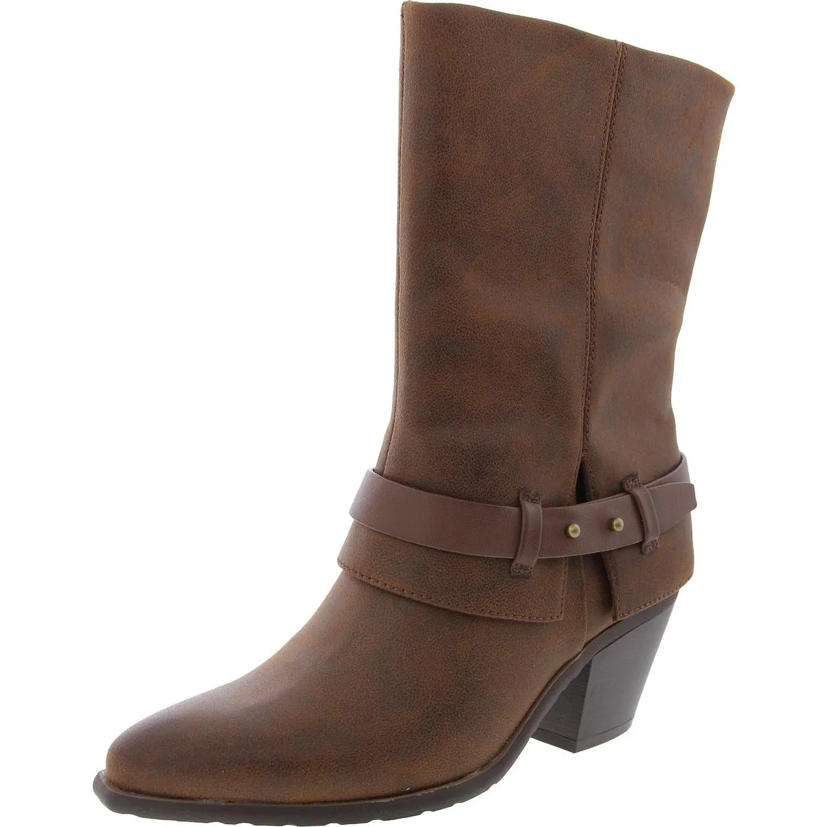 Yamura Womens Zipper Faux Leather Mid-Calf Boots