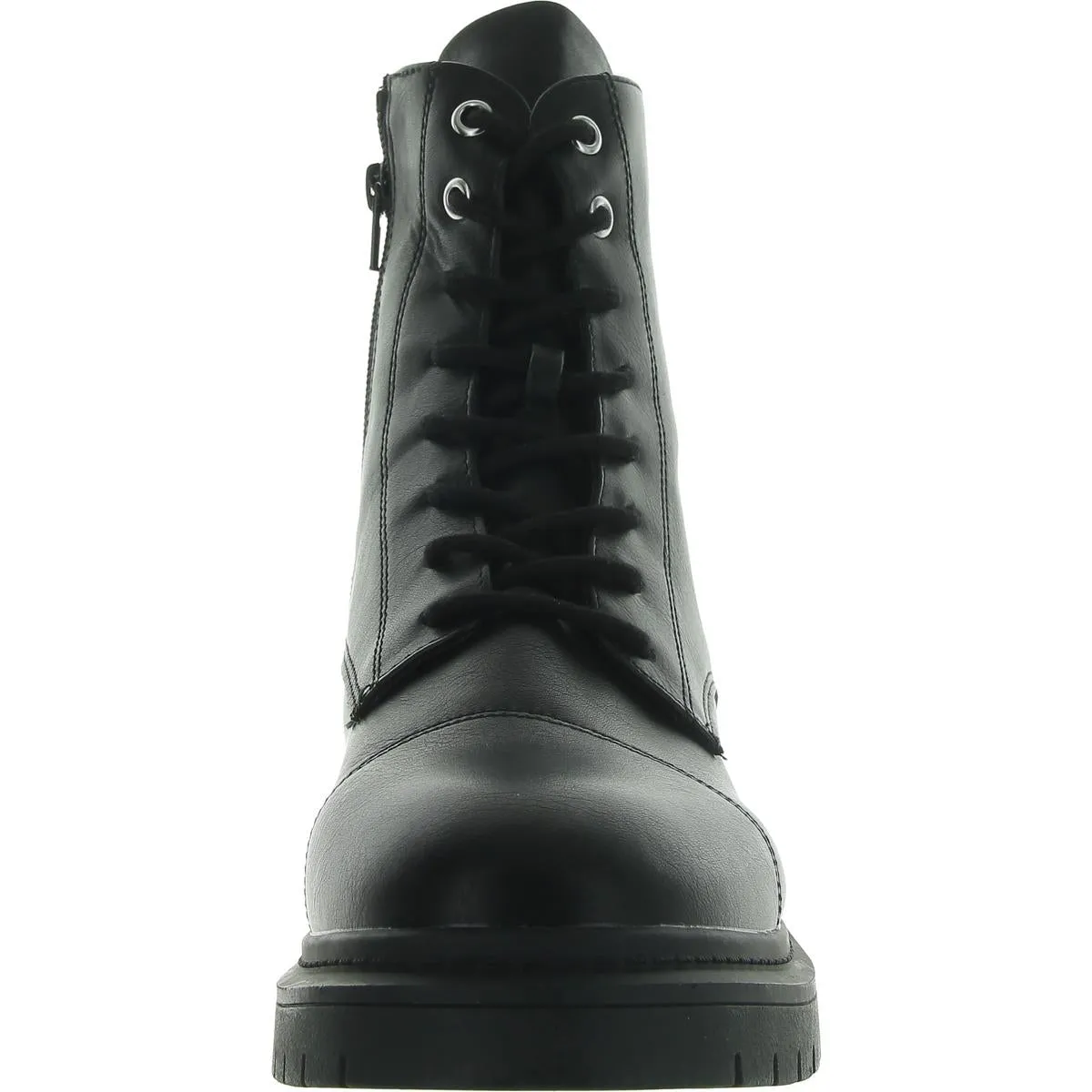 Zaharaa Womens Faux Leather Ankle Combat & Lace-Up Boots