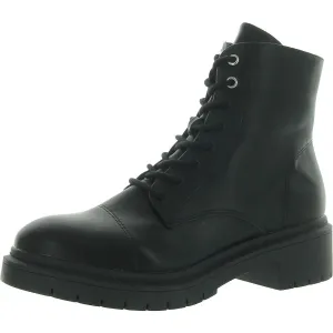 Zaharaa Womens Faux Leather Ankle Combat & Lace-Up Boots