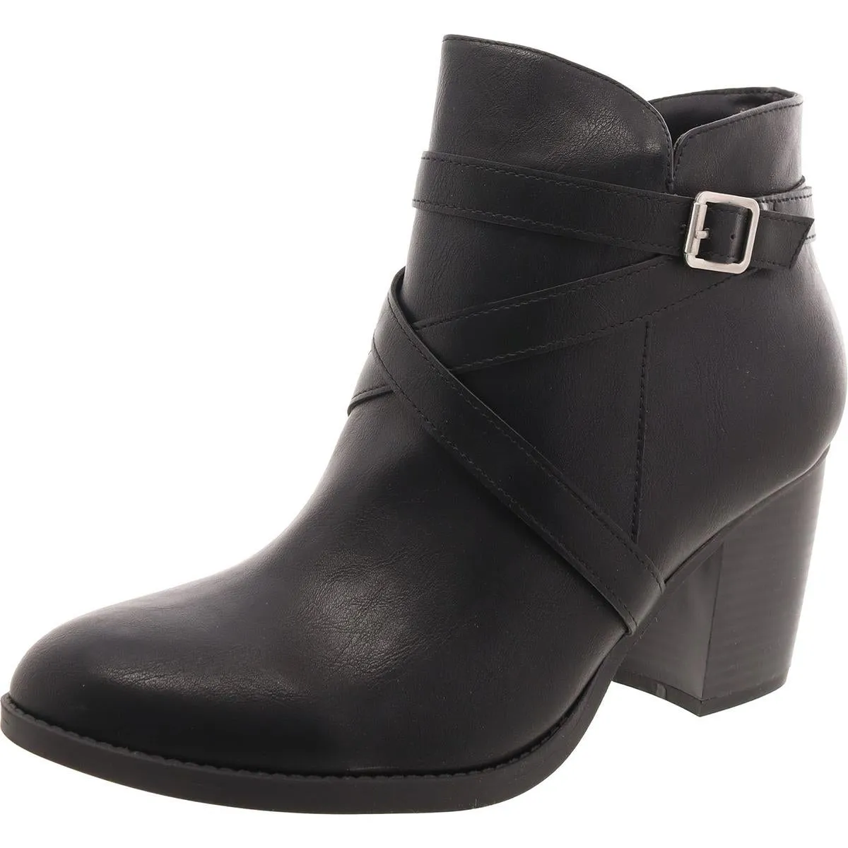 Zetaa Womens Faux Leather Buckle Ankle Boots