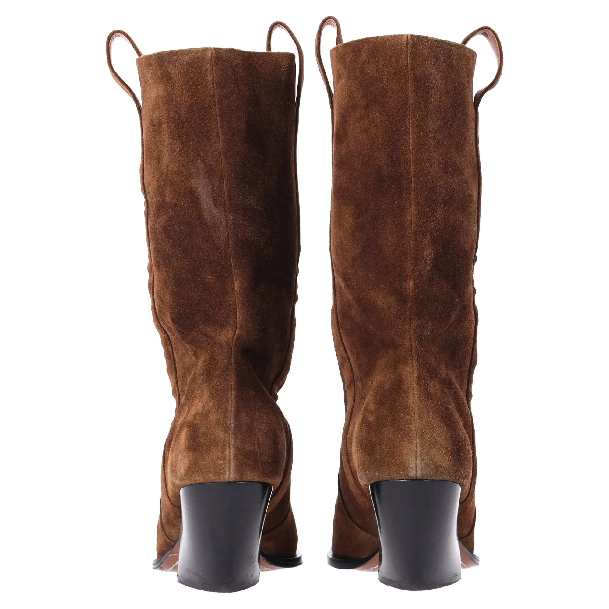 Zimmermann Texano Cowboy Boots in Brown Suede