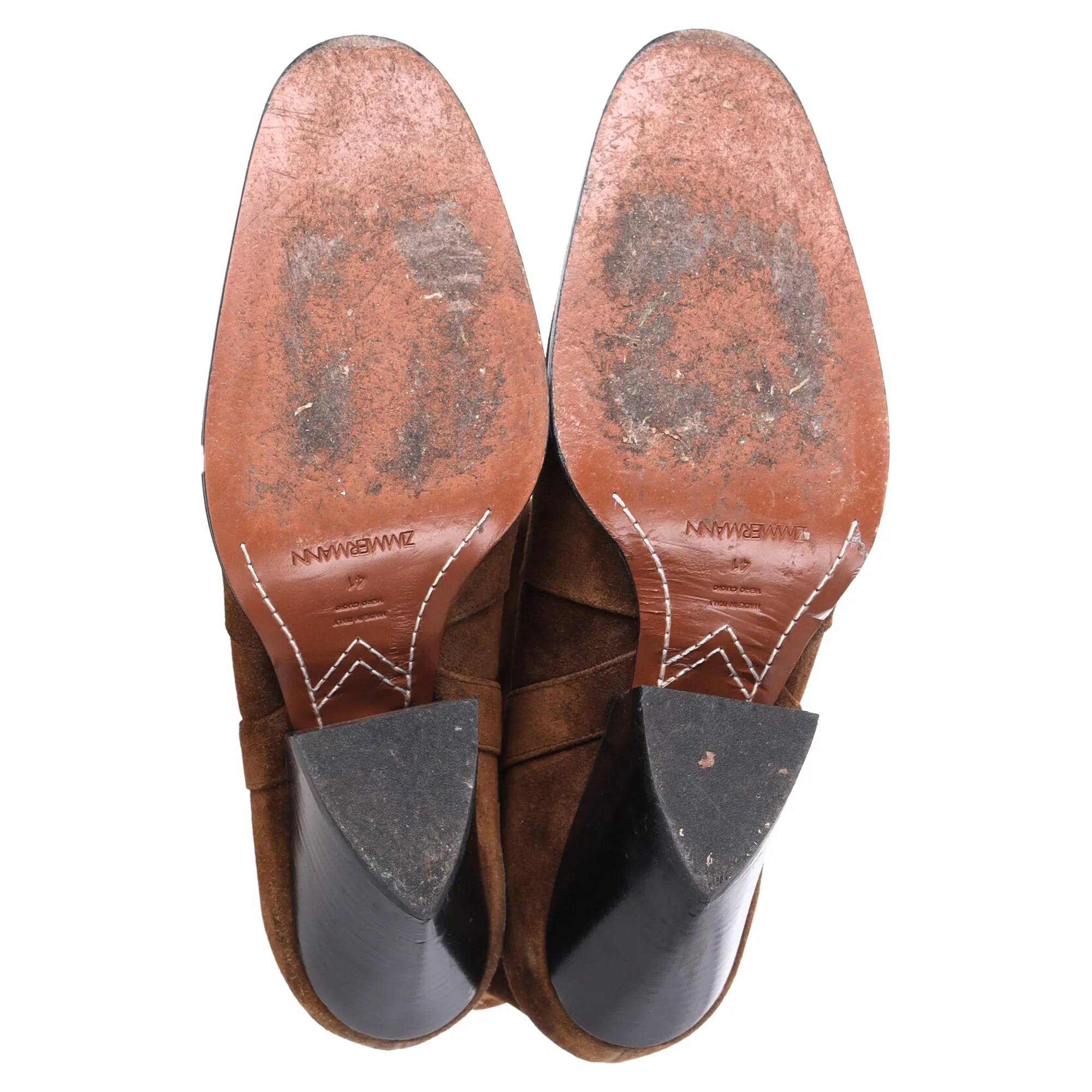 Zimmermann Texano Cowboy Boots in Brown Suede
