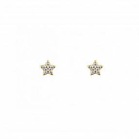 Zirconia Star Gold Plated Stud Earrings 3765GCZ